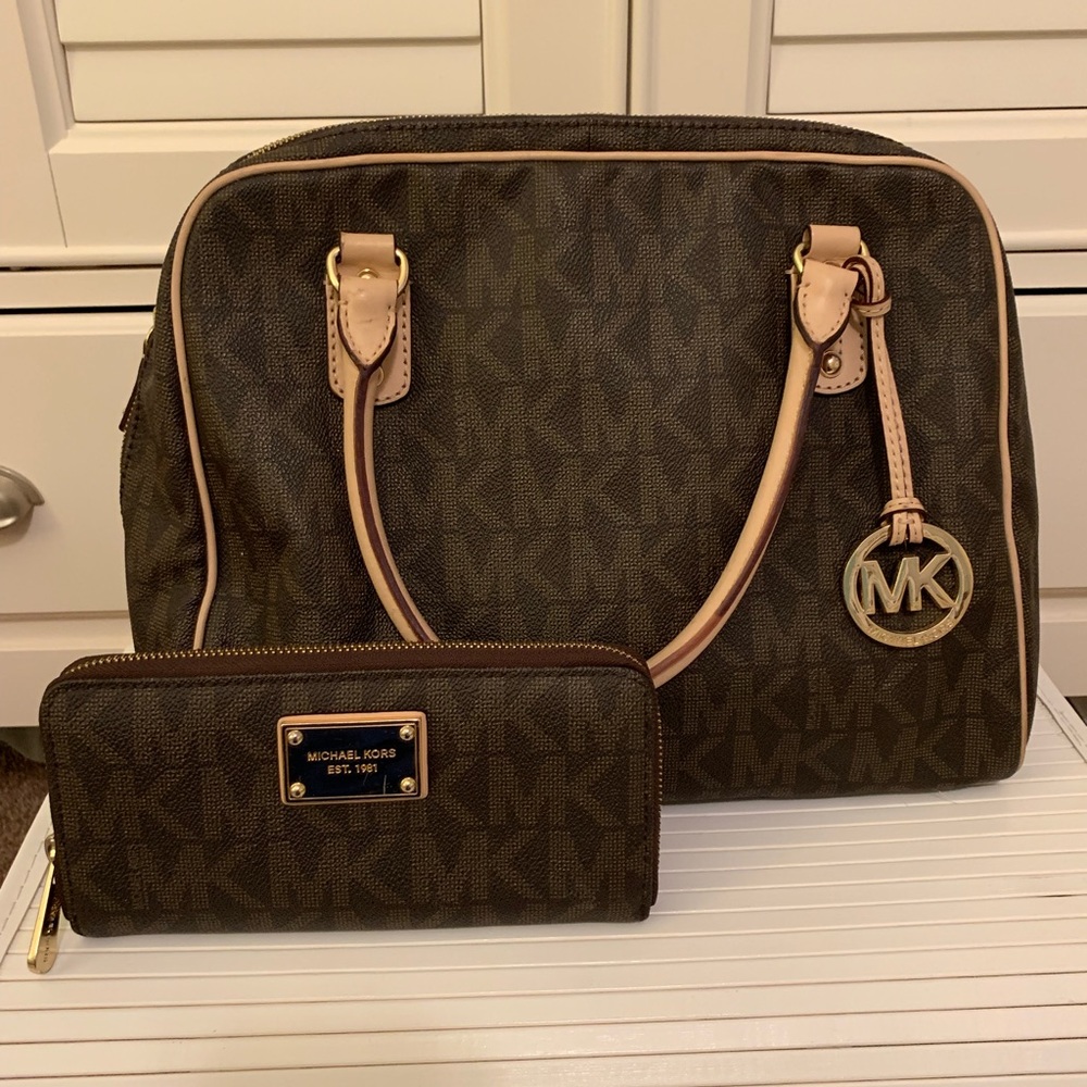 Michael Kors Brown and Tan Shoulder Bag